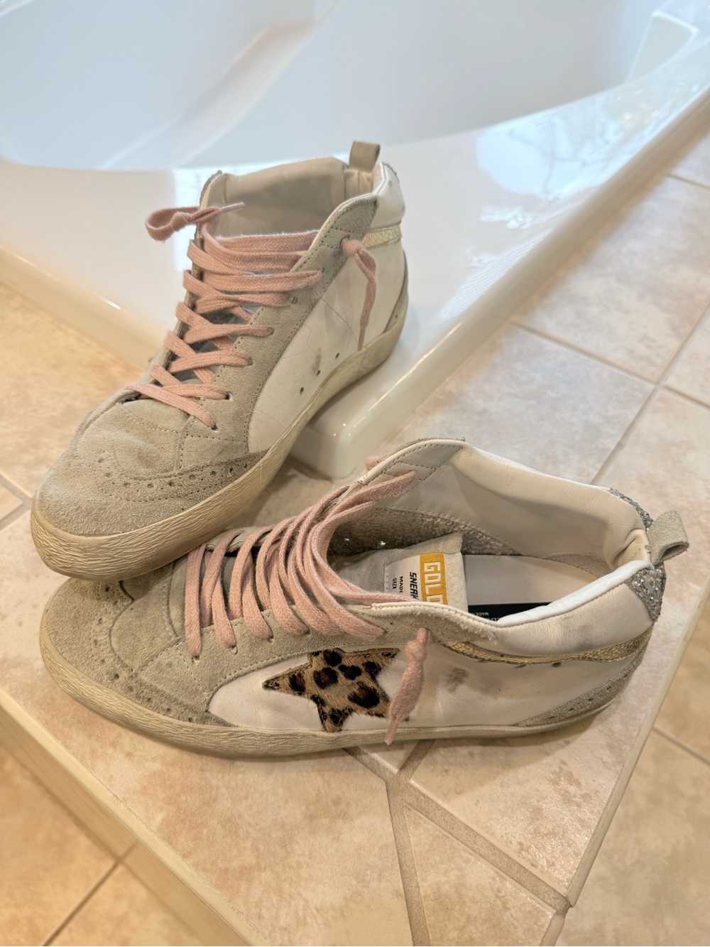 Golden Goose MidStar 39Women's High-Top Sneakers with Pink Laces